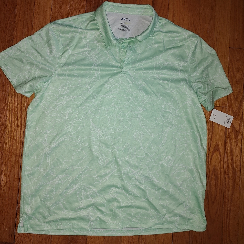Apt. 9 Premier Flex polo XXL in green floral NWT